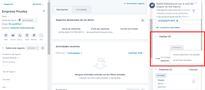 crear documento zapsign hubspot